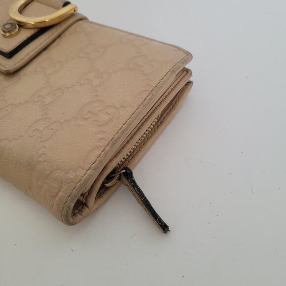 GUCCI D-Ring Abbey Clutch Wallet Large Monogram Bifold Beige Tan Vintage Designe - Picture 10 of 12
